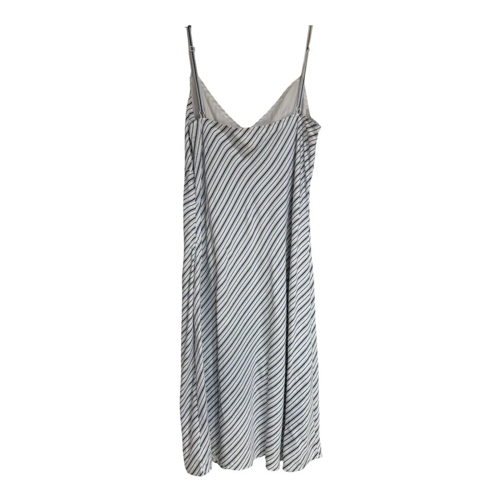 Michael Kors Blue White Striped V-Neck Midi Slip Dress Romantic Casual